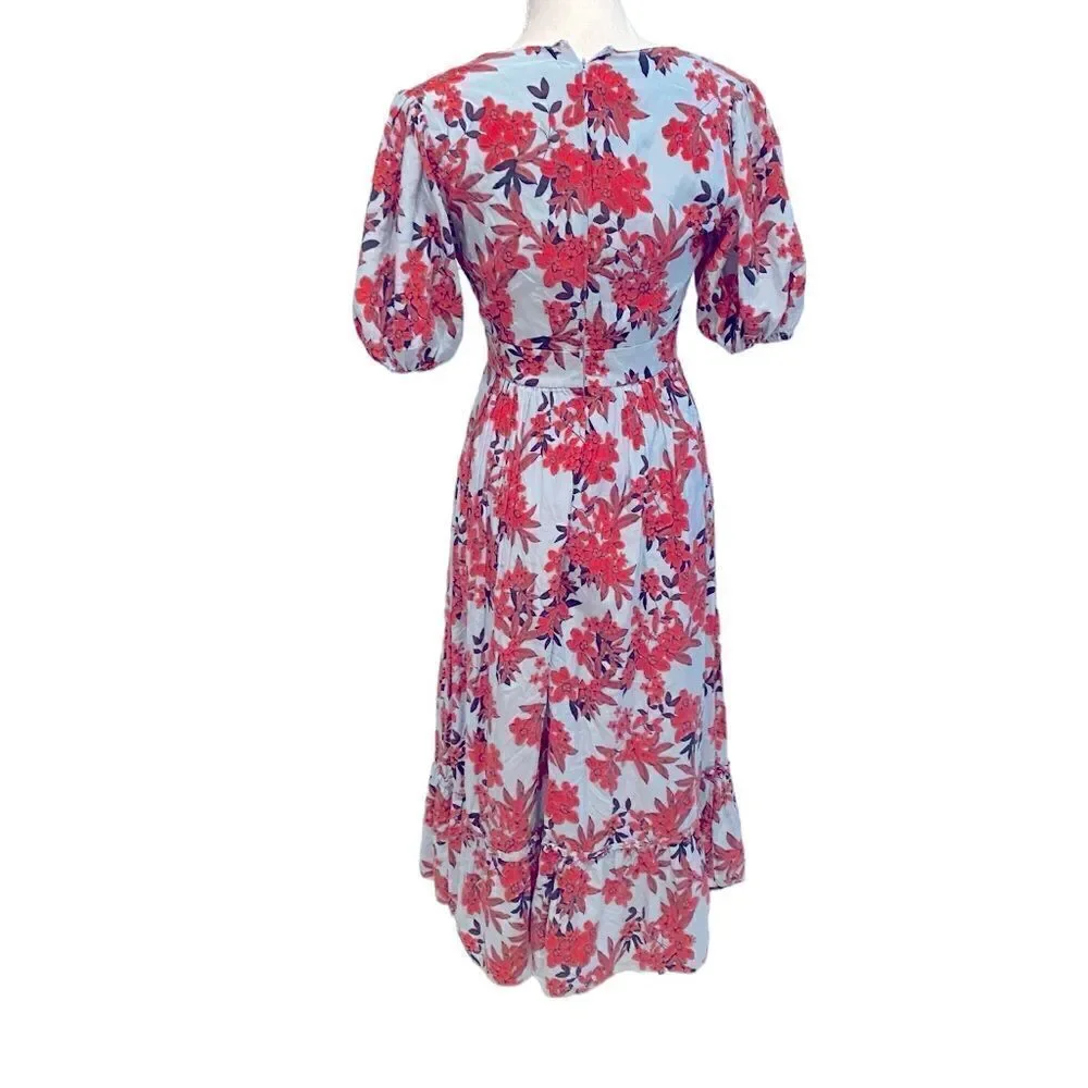 Talulah Red Floral Silk Blend Midi Dress Size Small